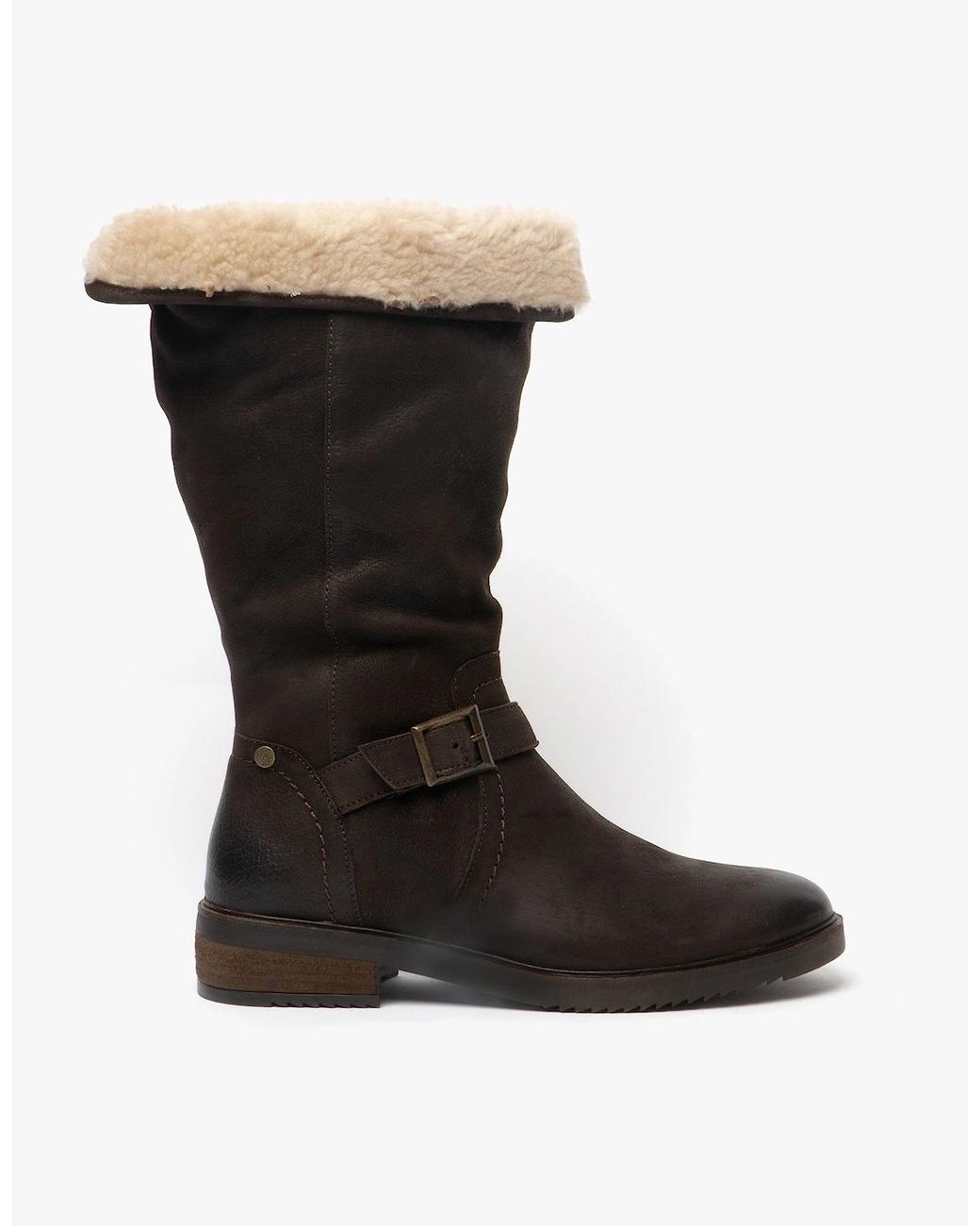 Hush Puppies Black Bonnie Leather Mid Height Boots