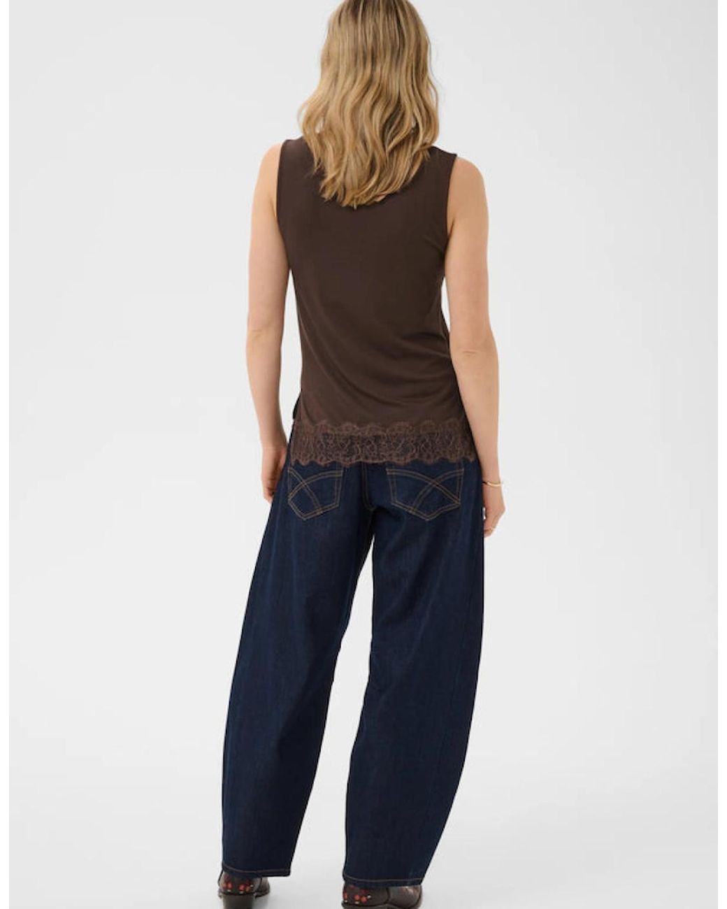Cream Brown Alvaia Jersey Top
