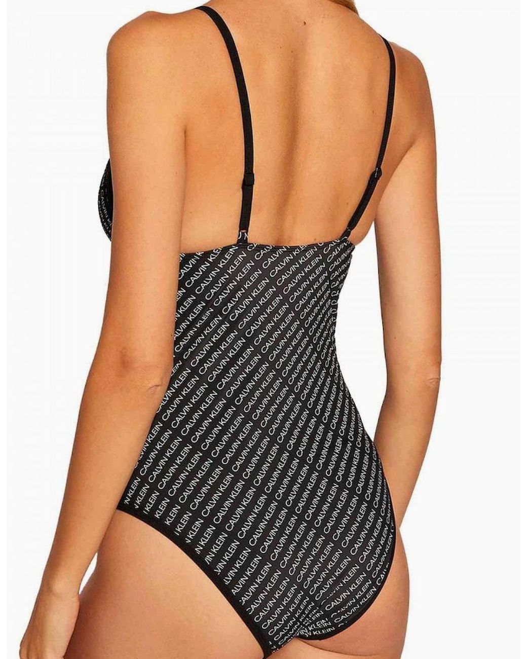 Calvin Klein Gray Triangle One Piece Swim Suit, Core Diagonal Logo