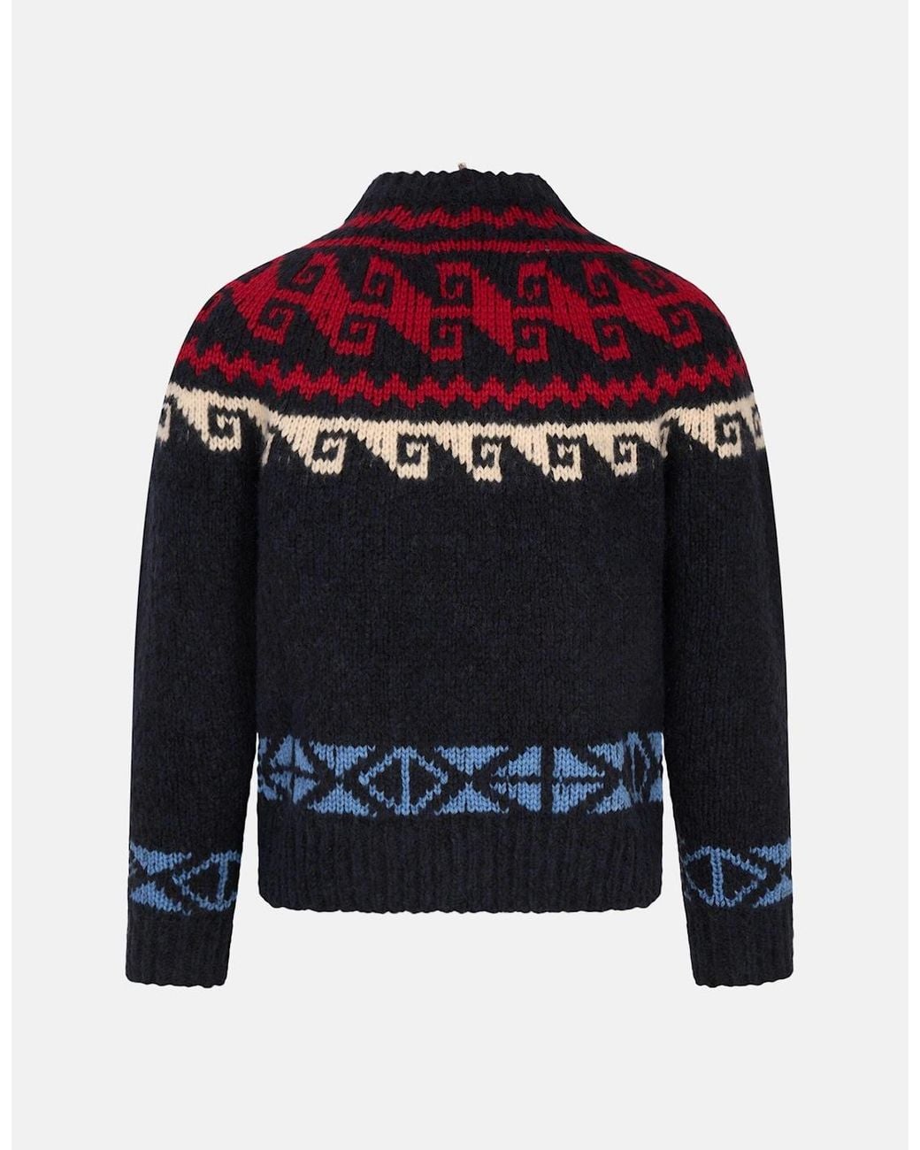 Moncler Blue Woven Winter Sweater for men