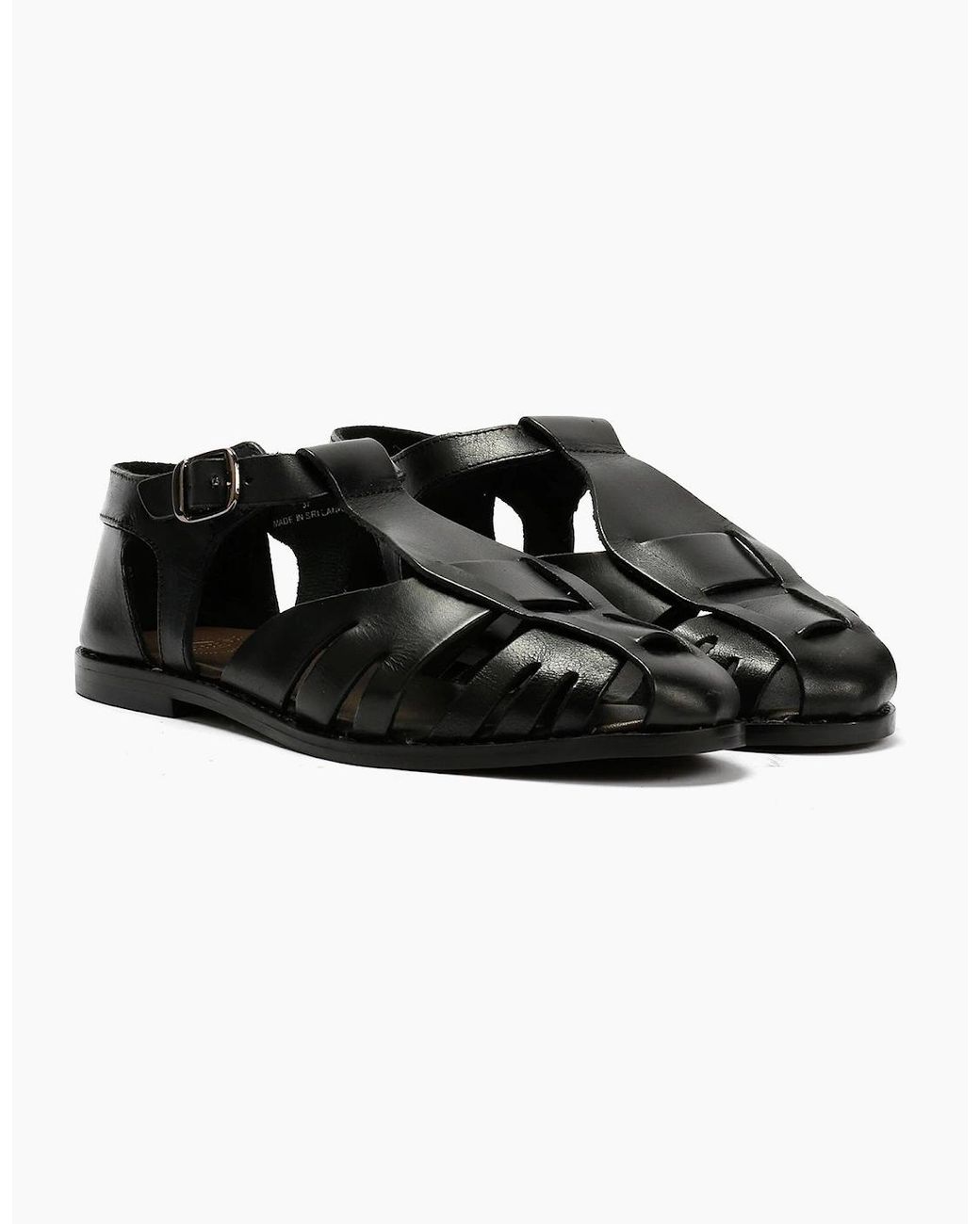 Hudson Black Nova Veg Tanned Leather Sandal