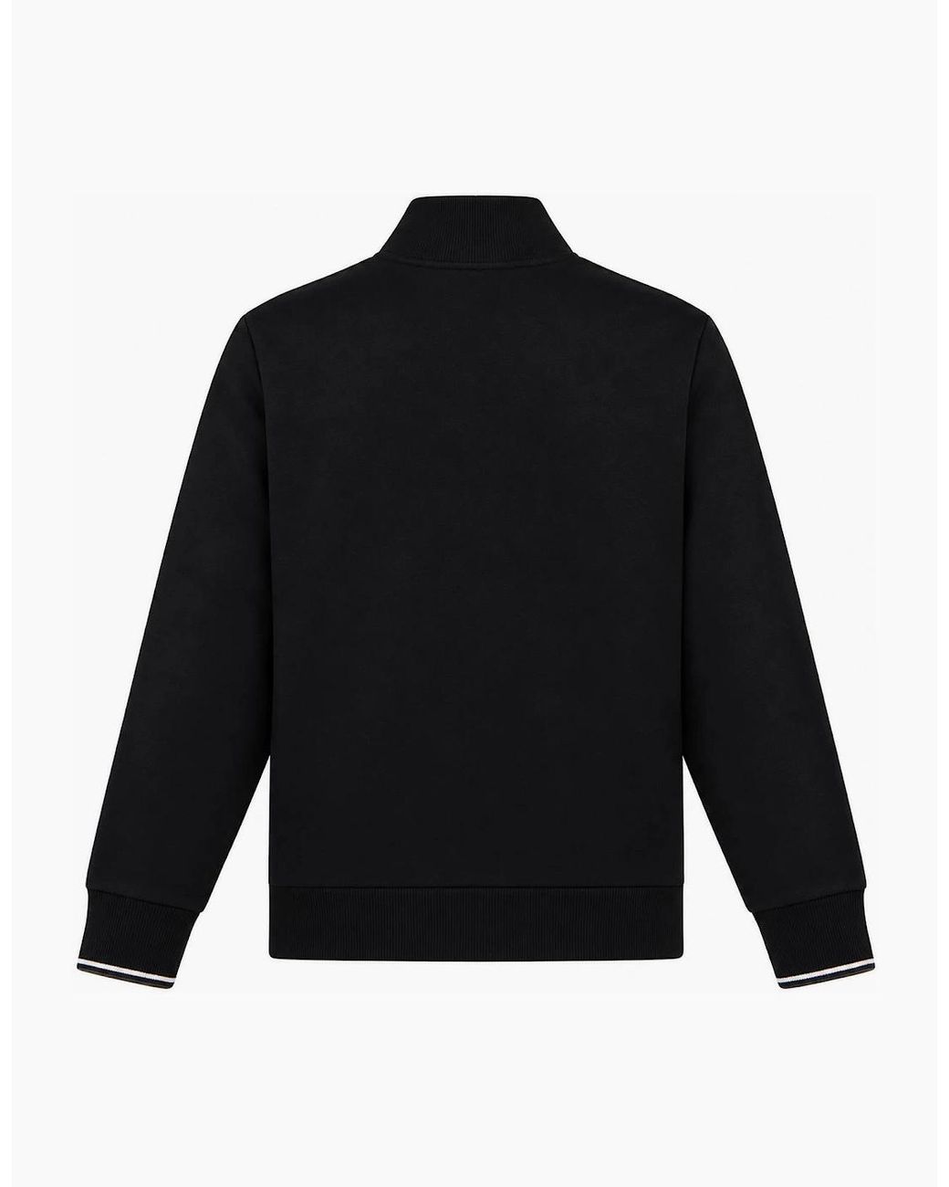 Fred Perry Black Half Zip Sweatshirt/Ecru/Laurel Wreath for men