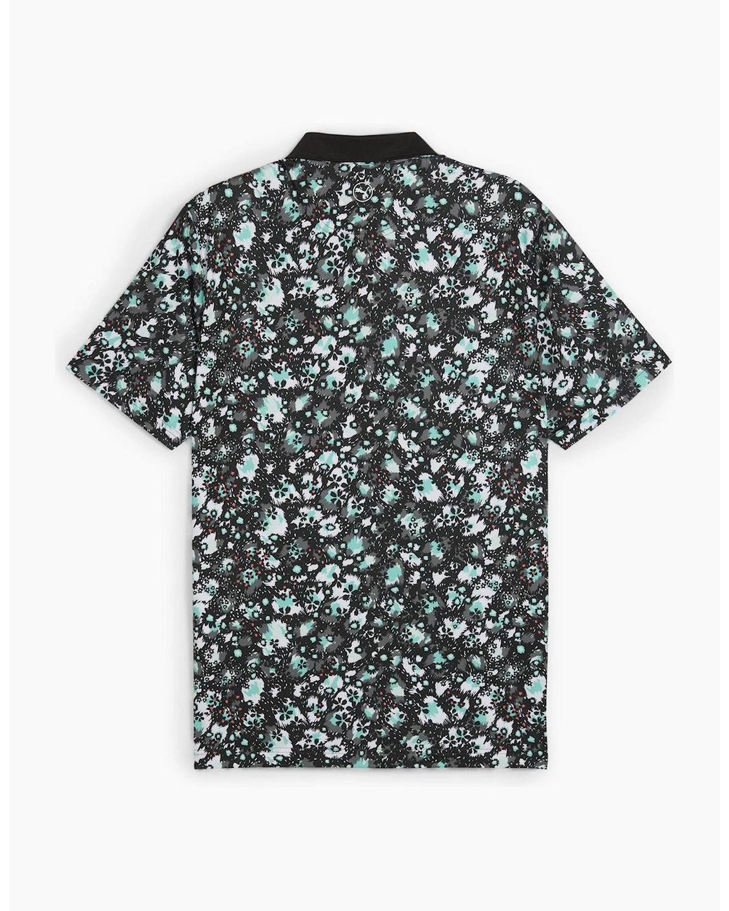 PUMA Black Cloudspun Abstract Camo Polo Shirt for men