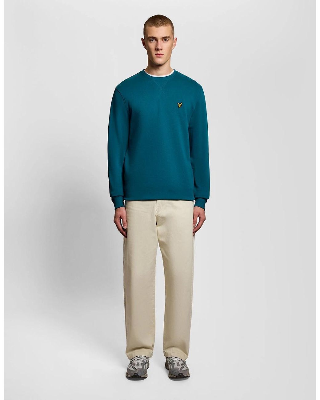 Lyle & Scott Blue Cotton Crew Neck Sweatshirt for men