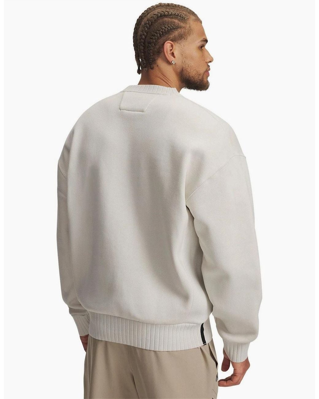 Under Armour Gray Icon Wordmark Crew Neck Ribbed Collar Oversize Sweatshirt for men