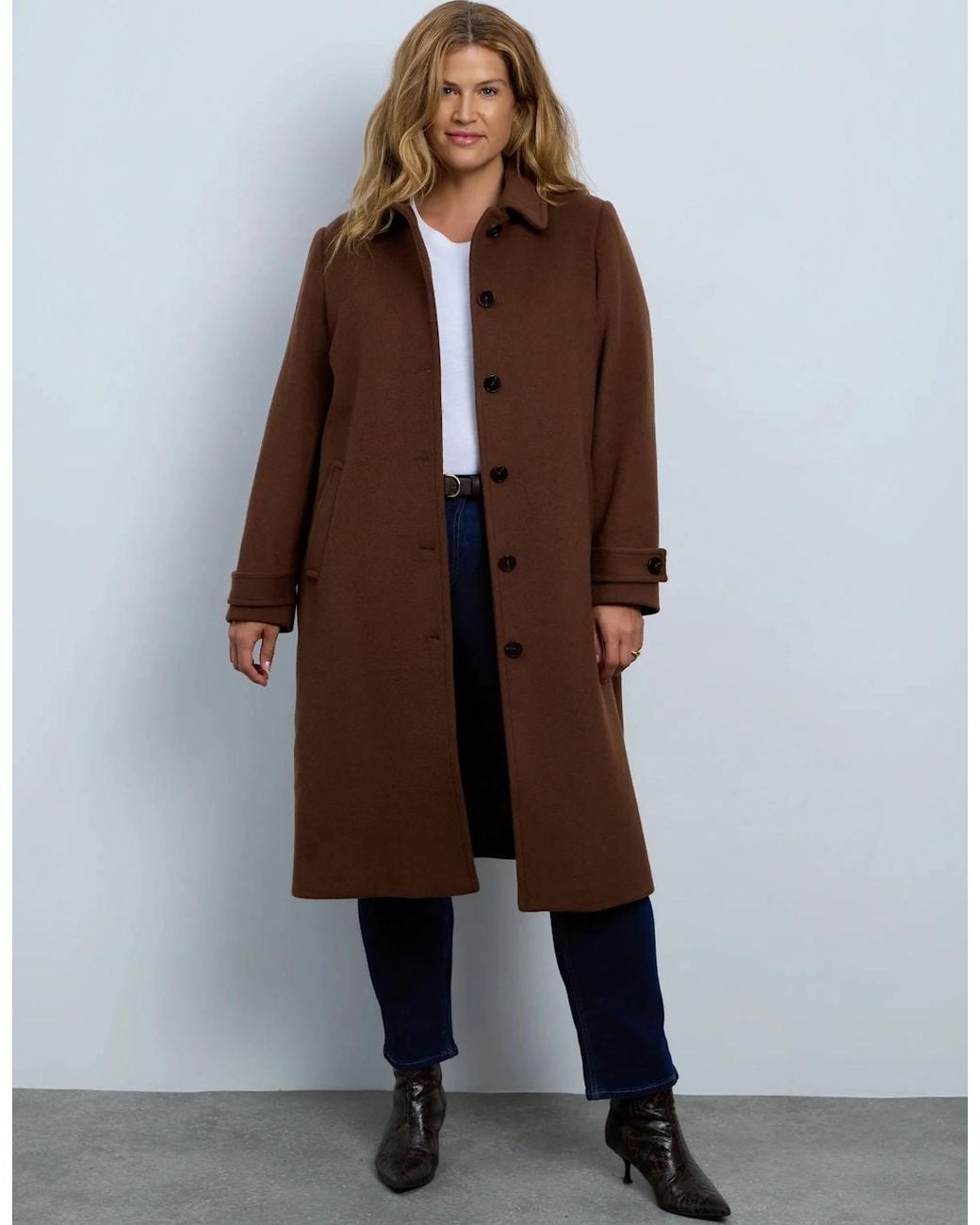 Live Unlimited London Blue Wool Blend Longline Coat