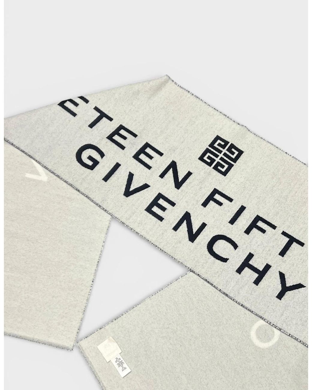 Givenchy Natural Date Logo Print Wool Scarf