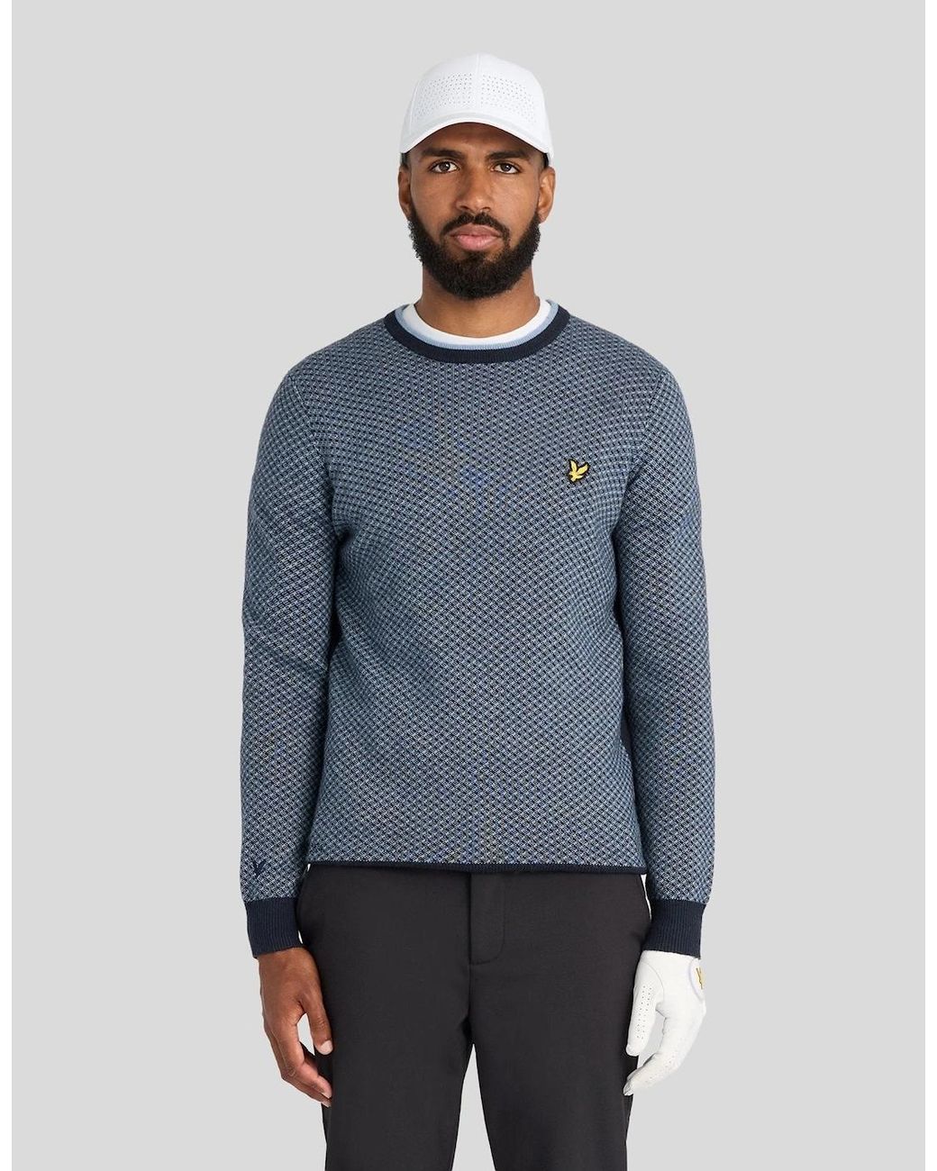 Lyle & Scott Blue Cashmere Blend Crew Neck Jumper for men