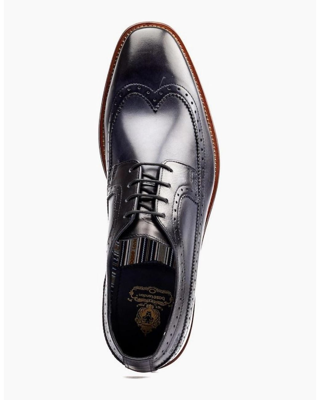 Base London Blue Havisham Plain Toe Derby Shoes for men