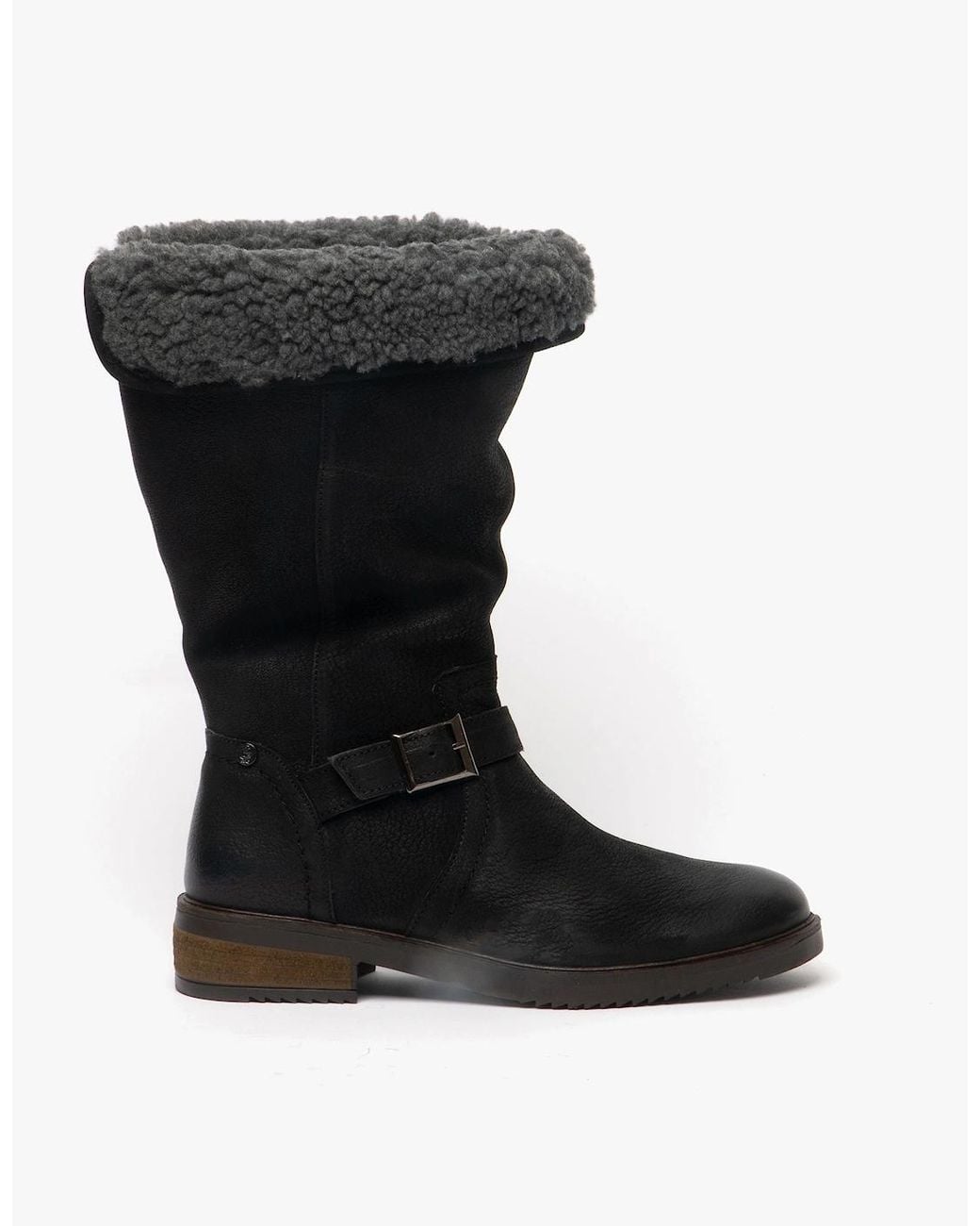Hush Puppies Black Bonnie Leather Mid Height Boots
