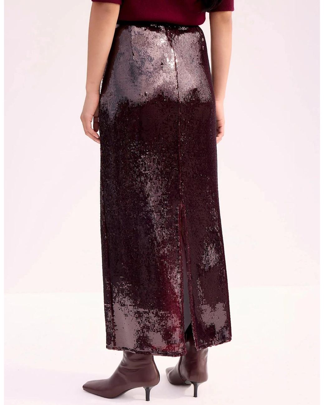 Ro&zo Purple Burgundy Liquid Sequinned Skirt