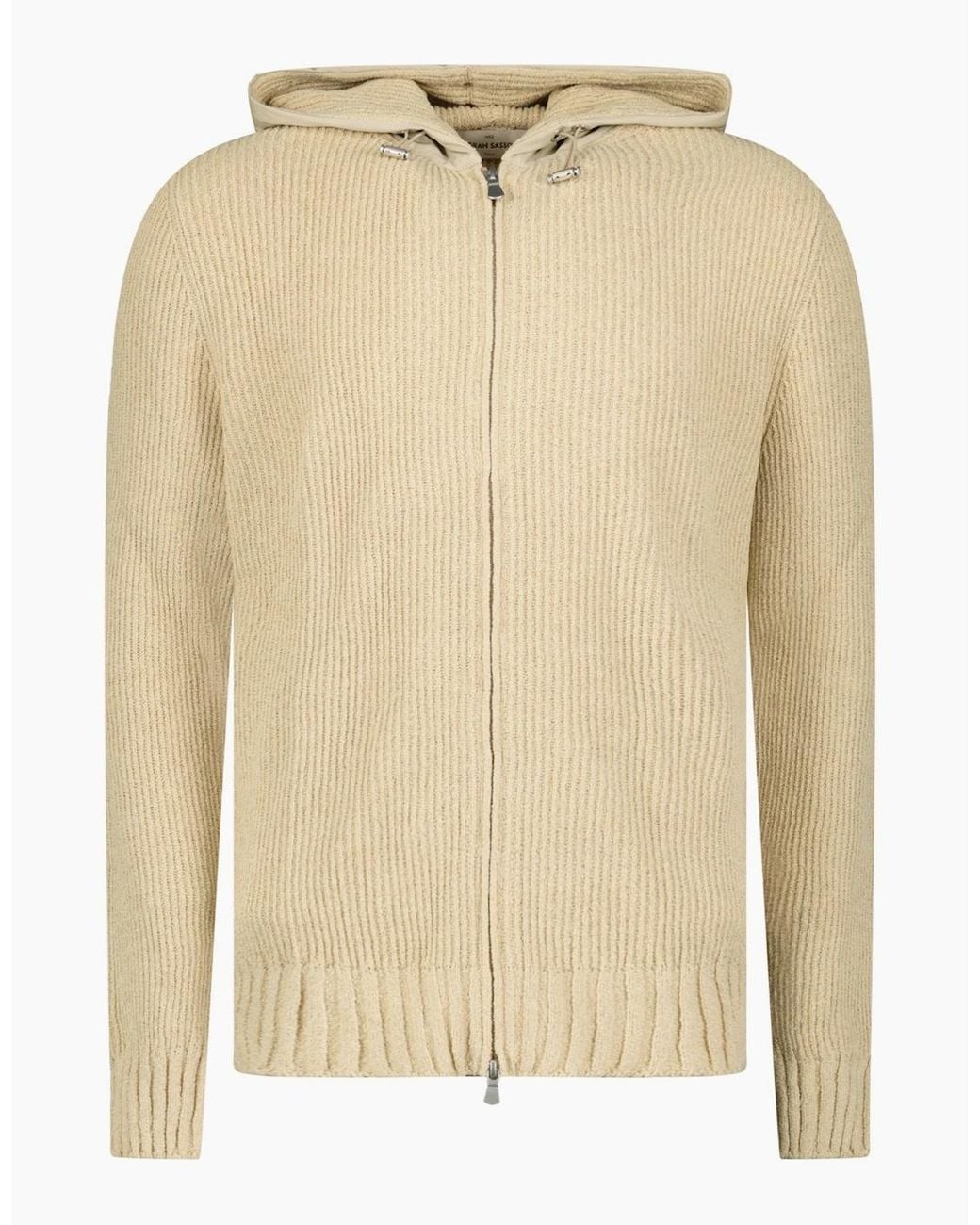 Gran Sasso Natural Ribbed Zip-Up Hoodie for men