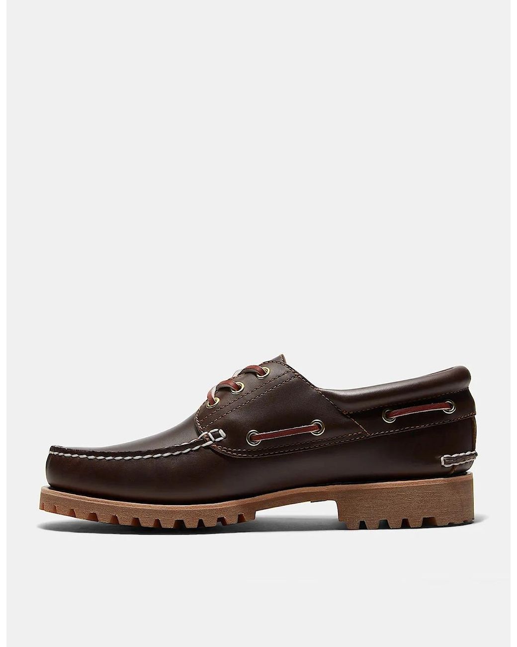 Timberland Brown Authentic Leather Boat Shoes for men