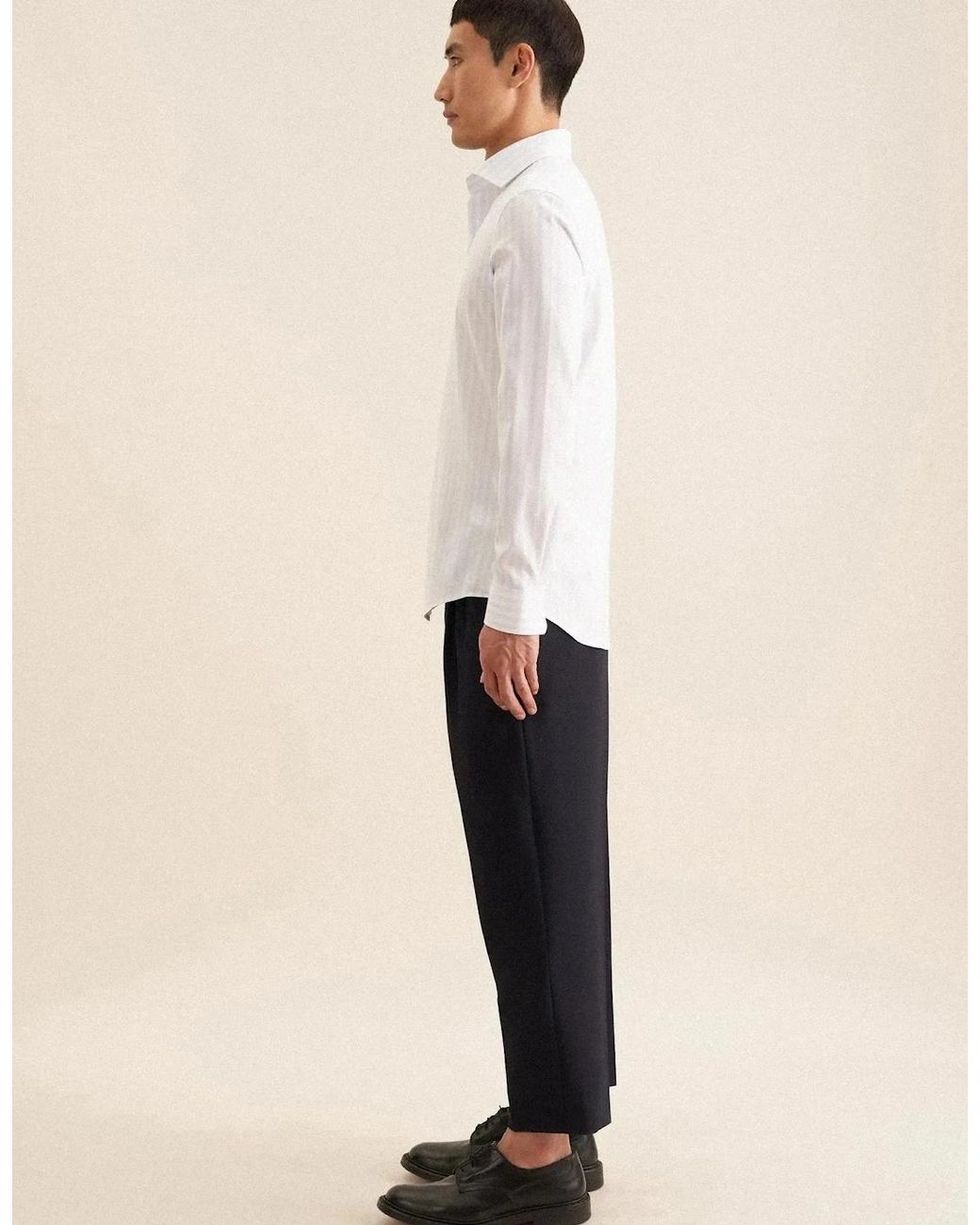 Seidensticker White Slim Fit No Iron Spread Kent Structured Stripe Business Shirt Light for men