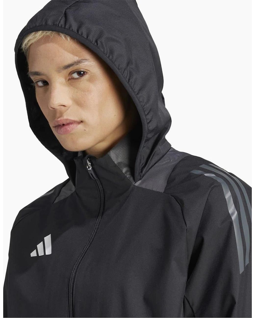 Adidas Blue Tiro24 Hooded Anorak With Three Bar Logo