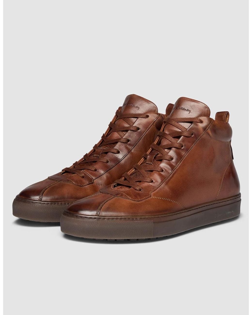 Oliver Sweeney Brown Defeza Calf Leather Retro Hi-Tops for men