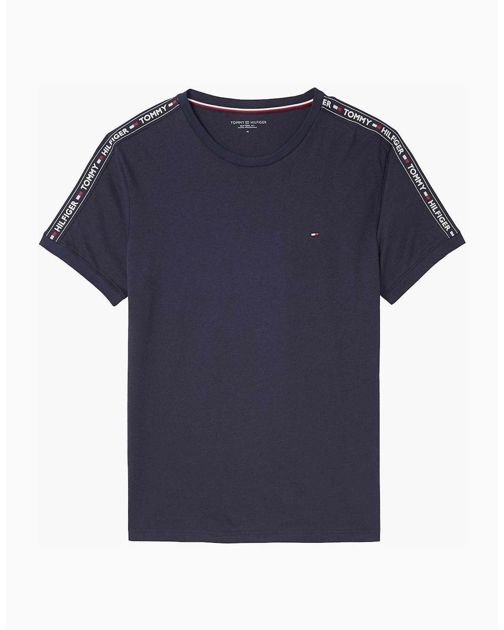 Tommy Hilfiger Blue Logo Tape Crew Neck T-Shirt for men