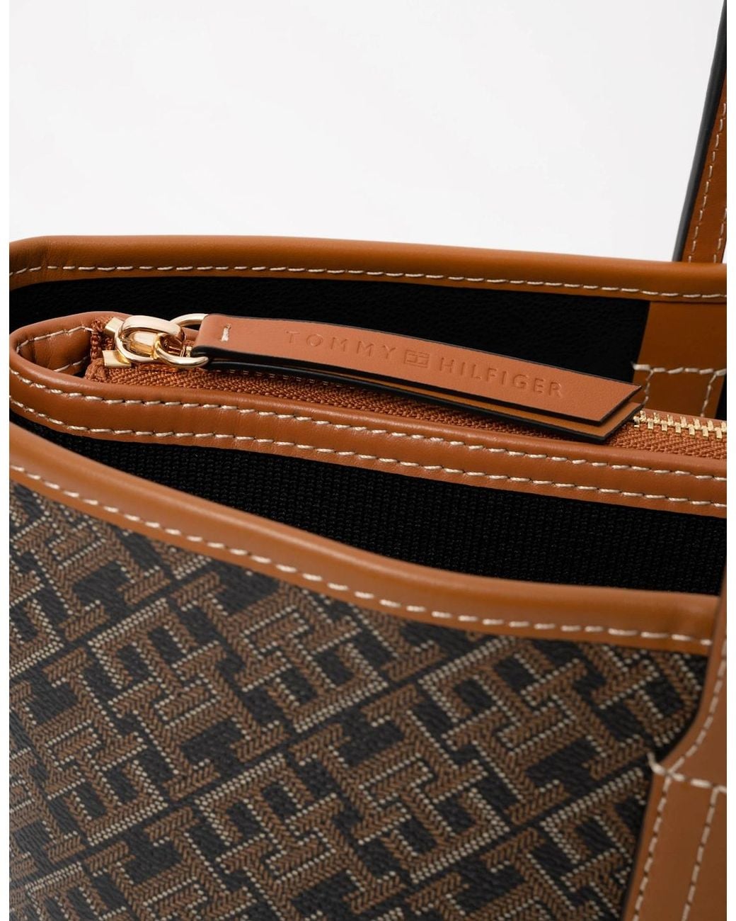 Tommy Hilfiger Brown Th Monoplay Mono Print Tote Bag