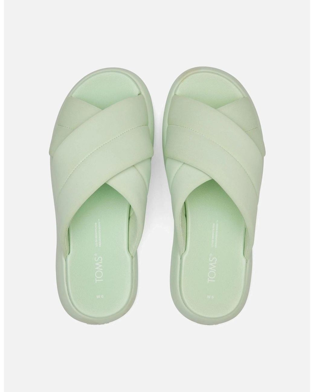 TOMS Green Mallow Crossover Polyester Blend Mint Slides