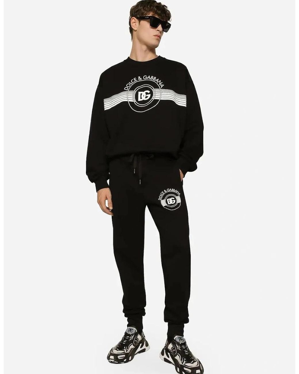 Dolce & Gabbana Black Dg Logo Print Joggers for men