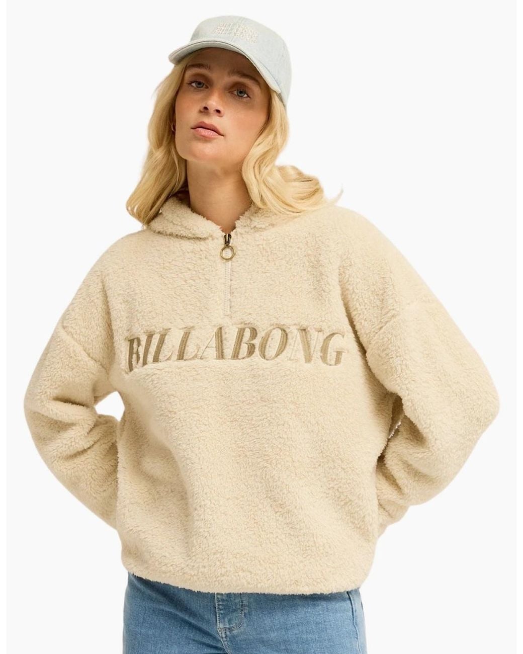 Billabong Natural Ready To Go Hooded Half Zip Fleece