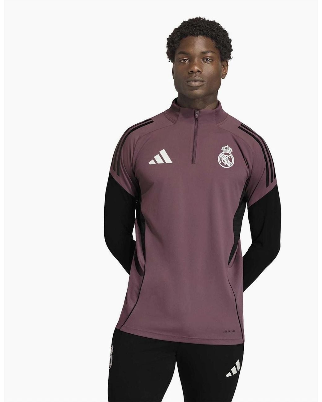 Adidas Black Arm Print Mock Neck Long Sleeve Athletic Top for men