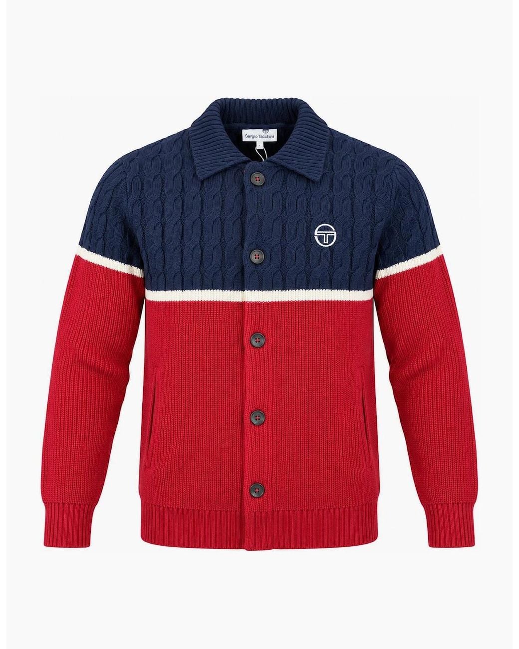 Sergio Tacchini Red Corte Knitted Cardigan Maritime/Gardenia/Merlot for men