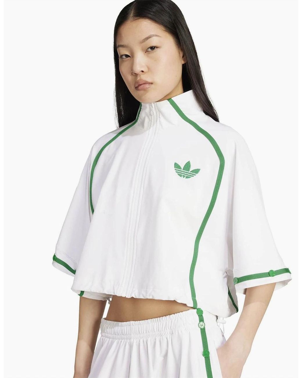 Adidas White Tennis Solid Patterned High Neck Track Jacket