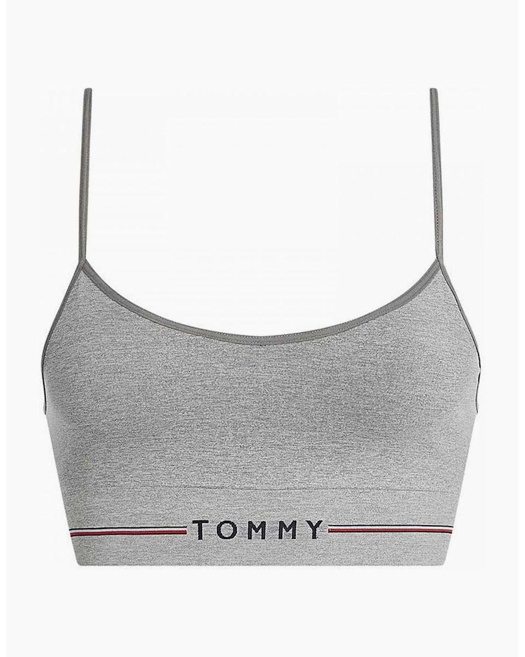 Tommy Hilfiger Gray Seamless Logo Unlined Bralette, Medium Heather