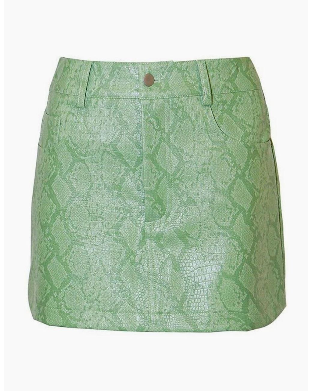 Amy Lynn Green Snake Patterned Mini 5 Pocket Skirt