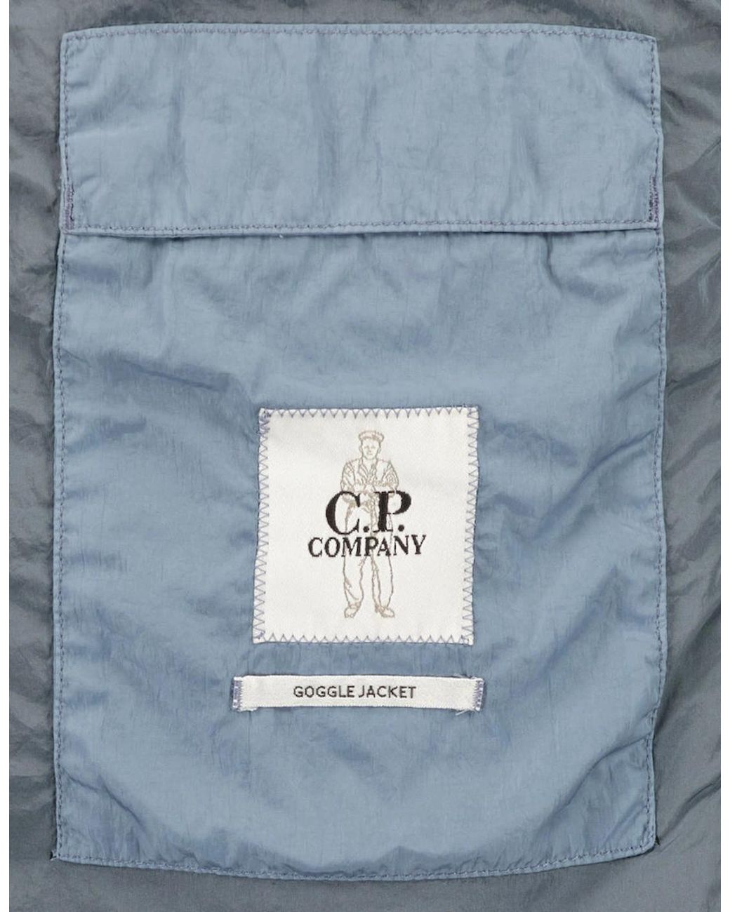 C P Company Blue Eco-Chrome R Down Goggle Jacket for men