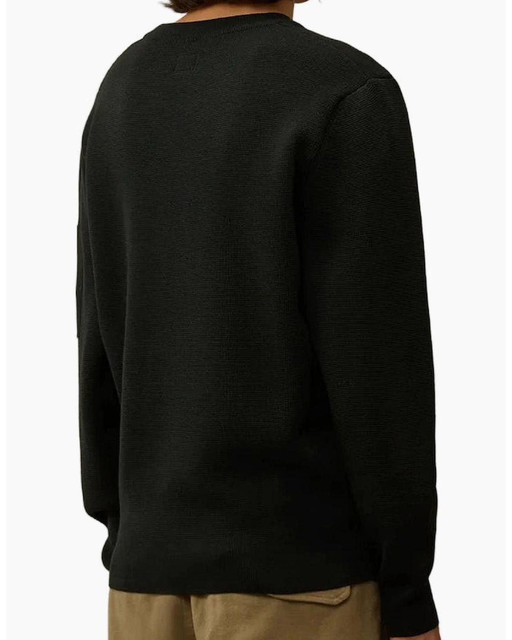 C P Company Black Re-Wool Crewneck Lens Knit for men