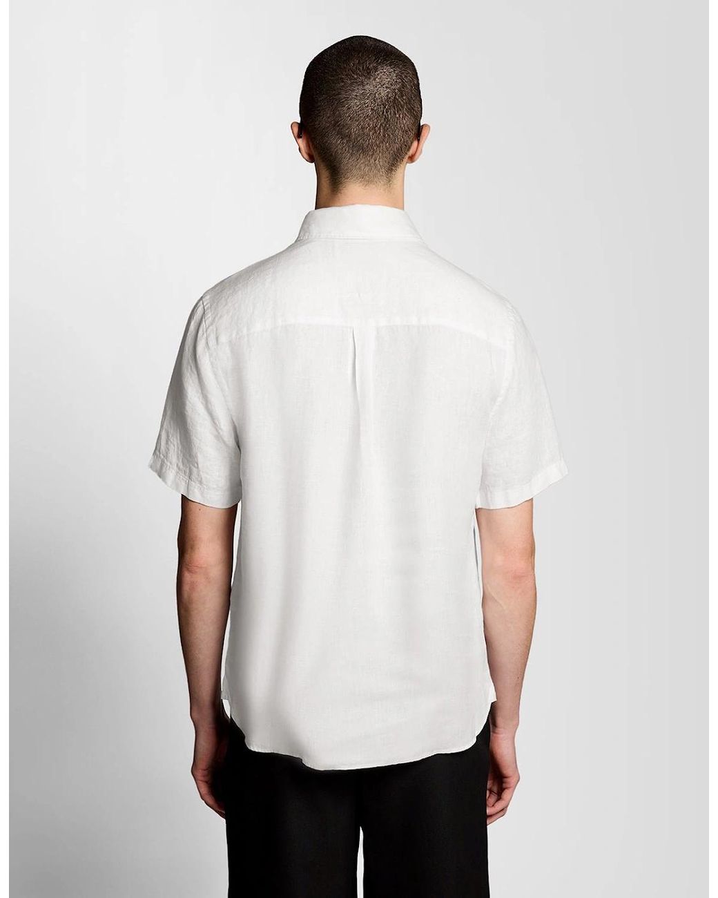 Lyle & Scott White Short Sleeve Linen Shirt for men
