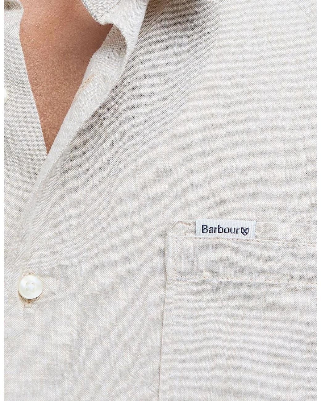 Barbour White Nelson Linen Short Sleeve Shirt