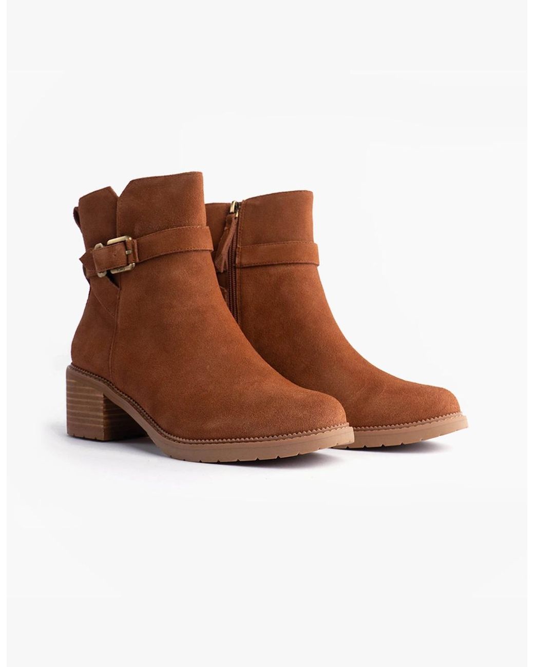 TOMS Brown Hailey Buckle Ankle Boots