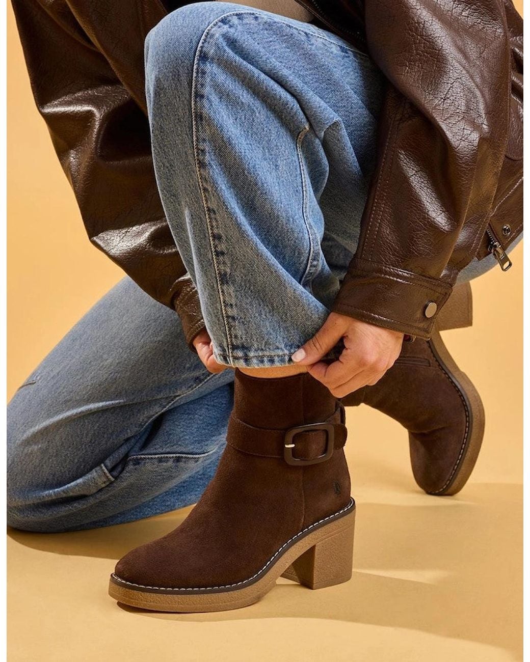 Hush Puppies Blue Fearne Buckle Boot Ankle Boots Chocolate