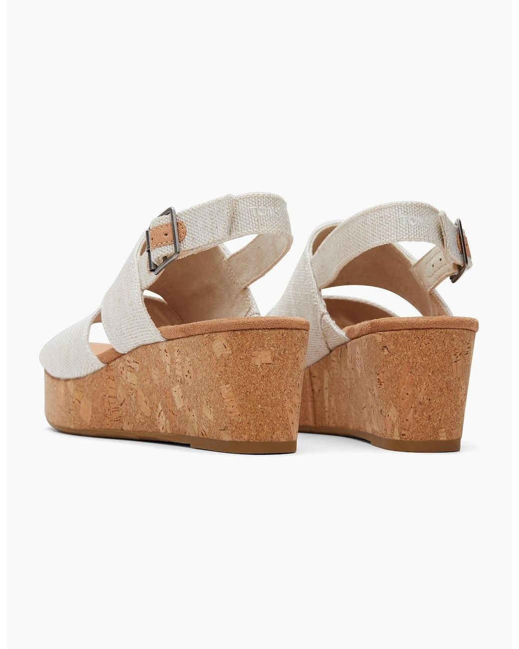 TOMS White Claudine Wedge Sandals Natural