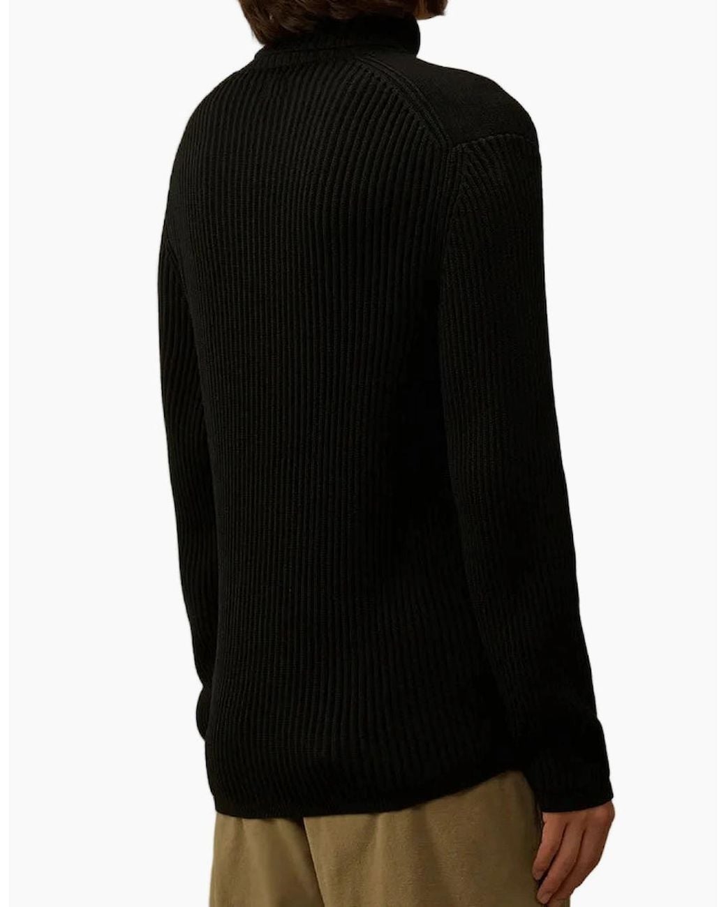 C P Company Black Re-Wool Turtleneck Lens Knit for men