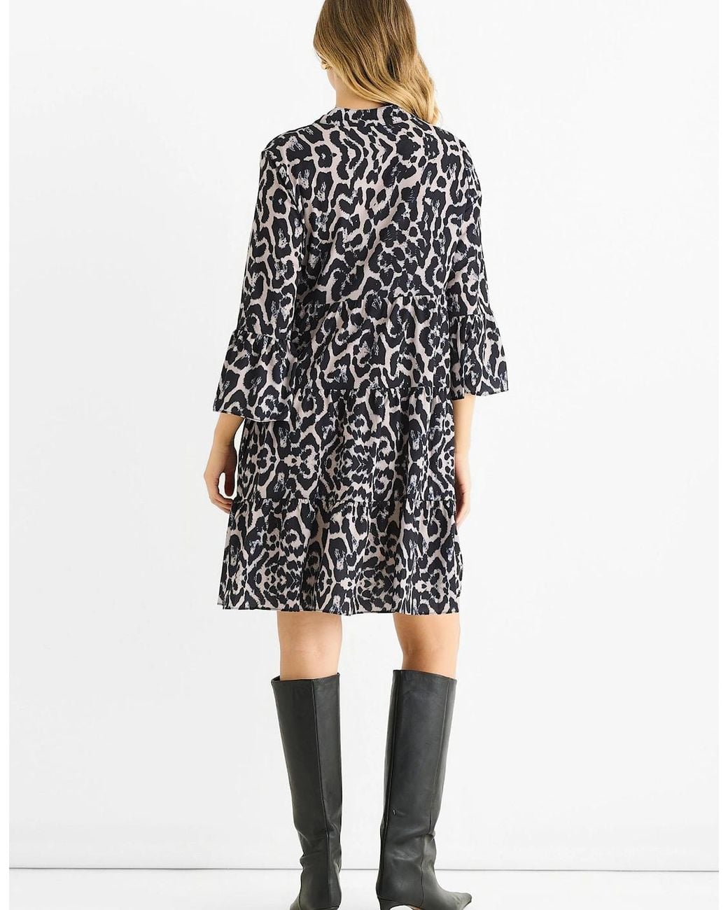 Gini London Black Animal Print Skater Mini Dress