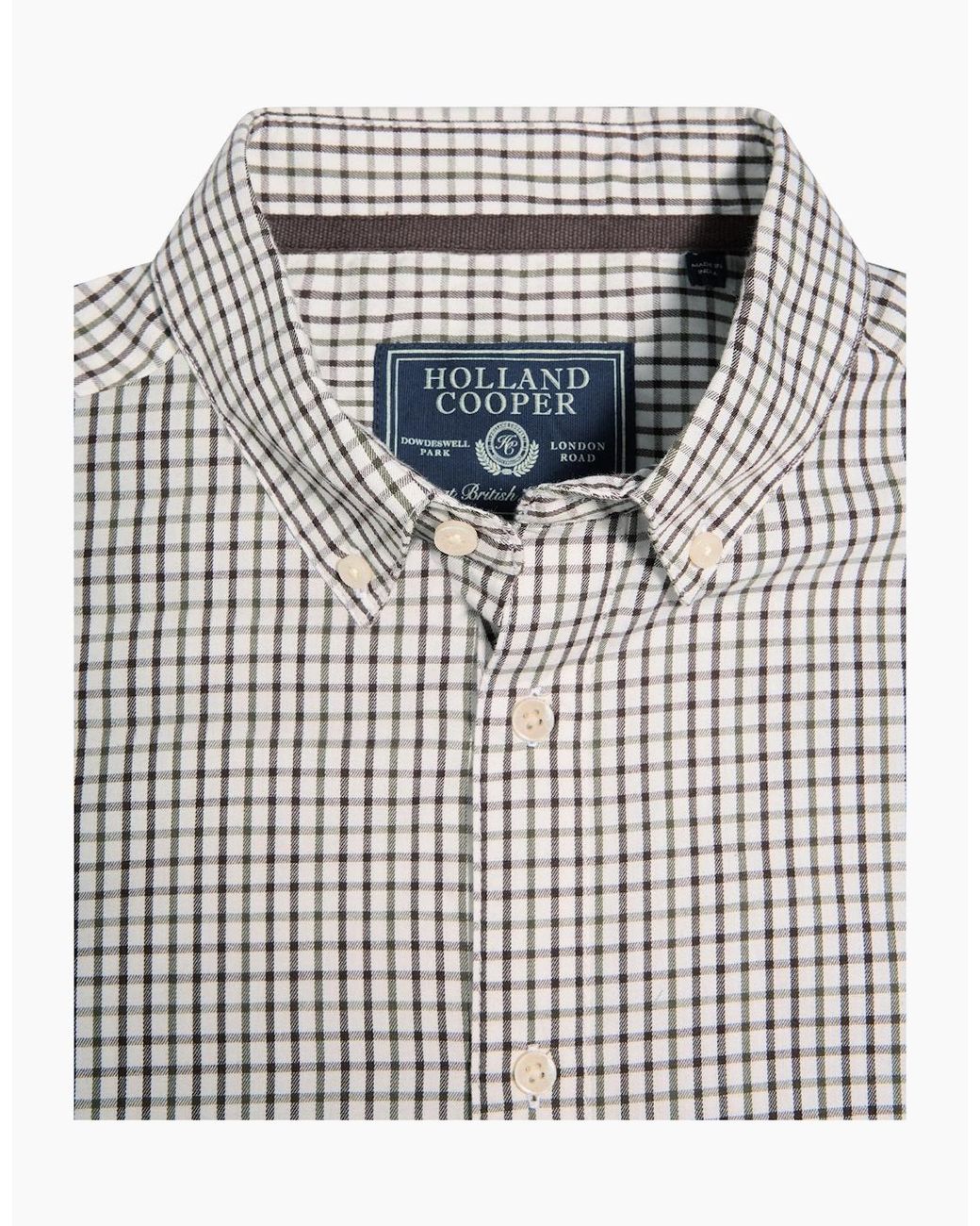 Holland Cooper Gray Classic Woven Button Down Shirt Check for men