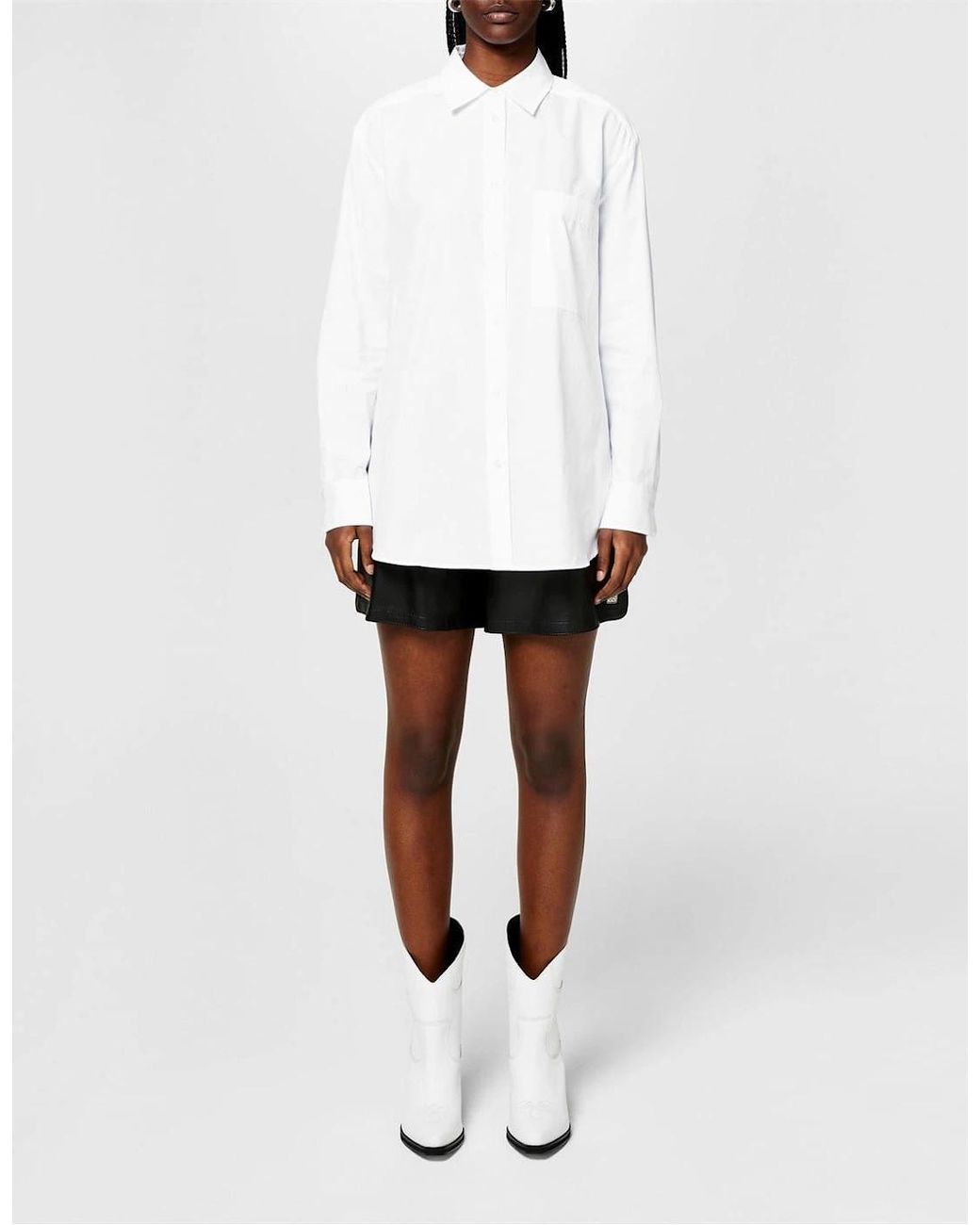 Boss White Oversize Fit Long Sleeve Shirt