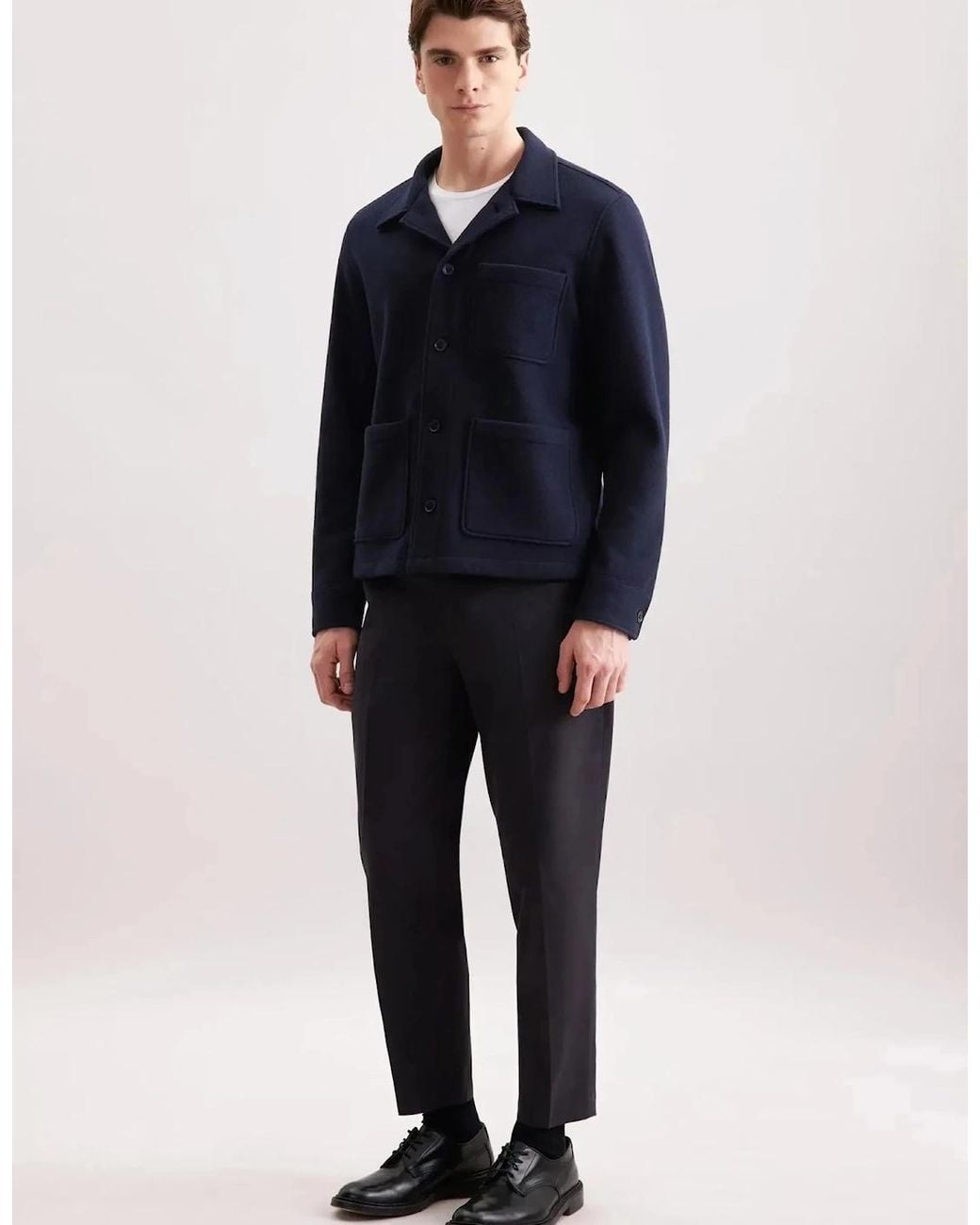 Seidensticker Blue Regular Fit Wool Mix Casual Overshirt Dark for men