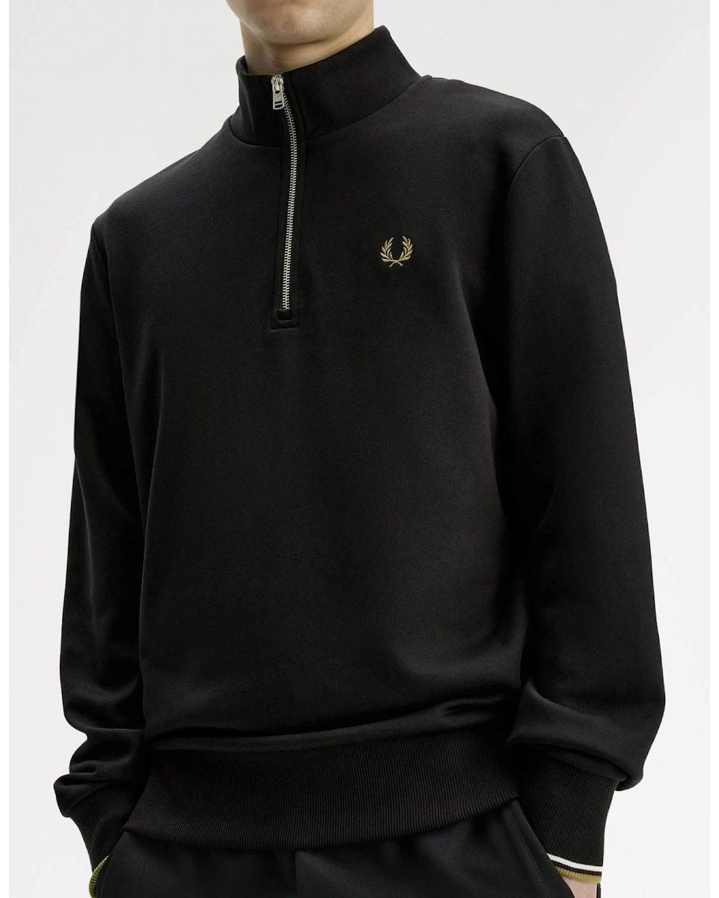 Fred Perry Black Half Zip Sweatshirt for men