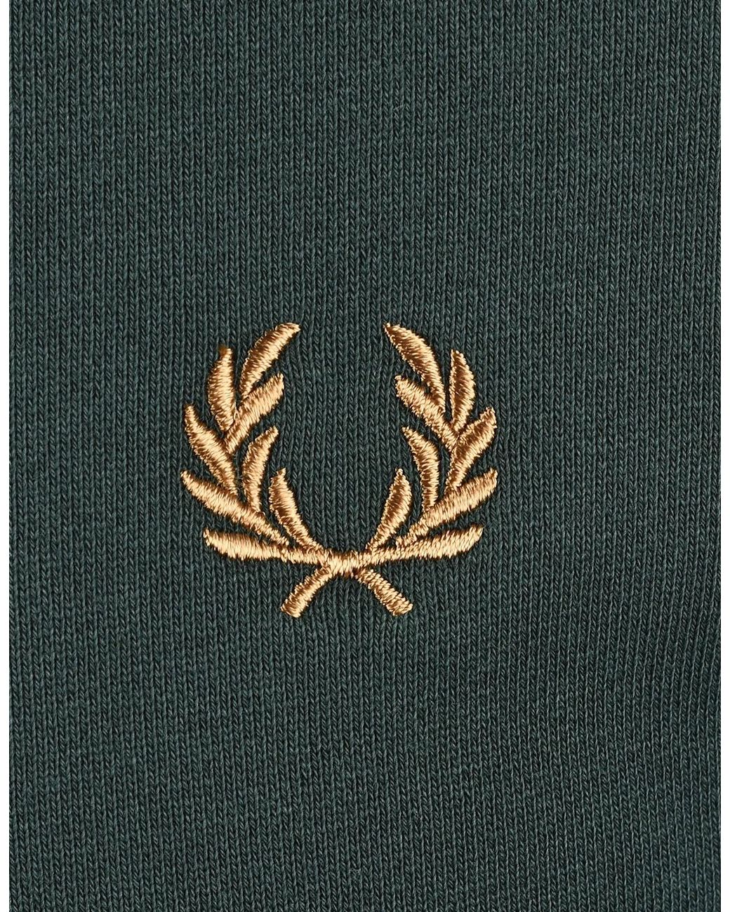 Fred Perry Green Half Zip Sweatshirt Grassroots/Ecru/ Bronze for men