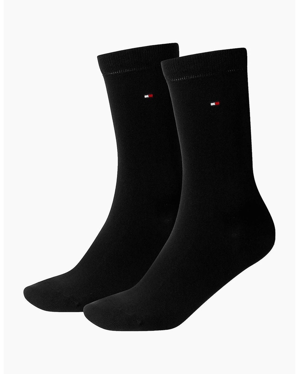 Tommy Hilfiger Black 2-Pack Classic Embroidered Logo Socks