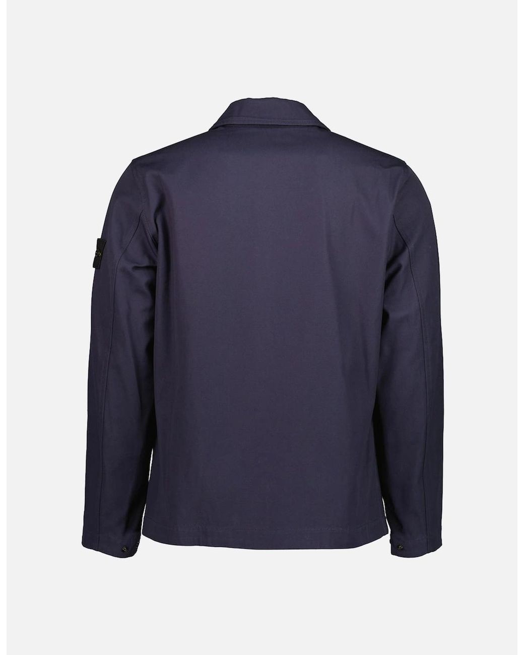 Stone Island Blue Panama Cotton Zipped Overshirt for men