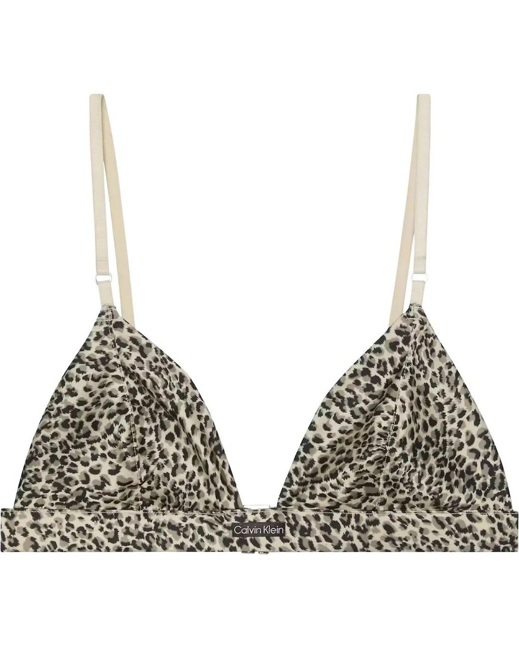 Calvin Klein Black Signature Satin Unlined Triangle Bra, Animal Print
