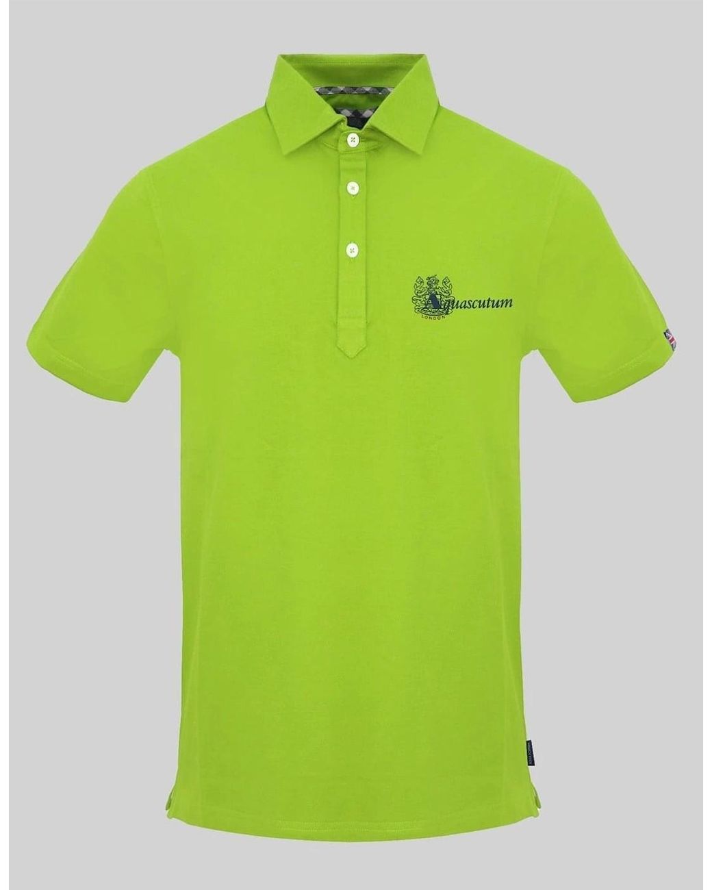 Aquascutum Green Collared Neck Short Sleeve Polo Shirt for men
