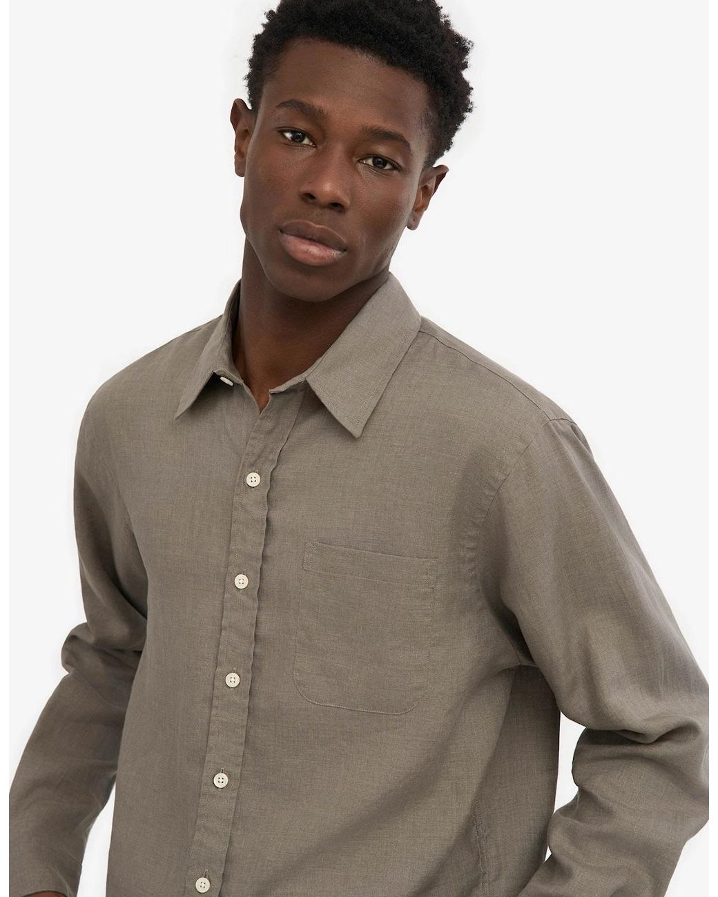 COLORFUL STANDARD Green Long Sleeve Linen Shirt for men