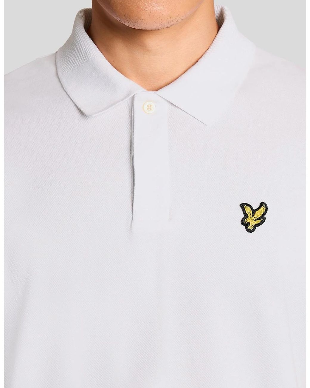 Lyle & Scott White Jacquard Tipped Polo Shirt for men